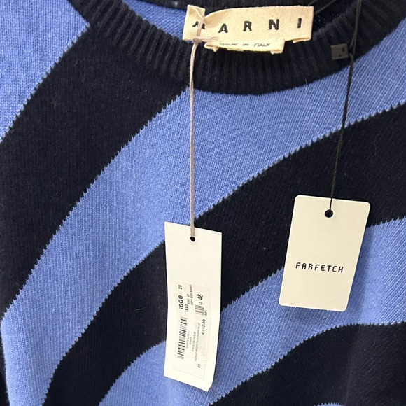 Marni Bold Striped Crewneck Sweater in Blue and Black - Picture 5 of 14